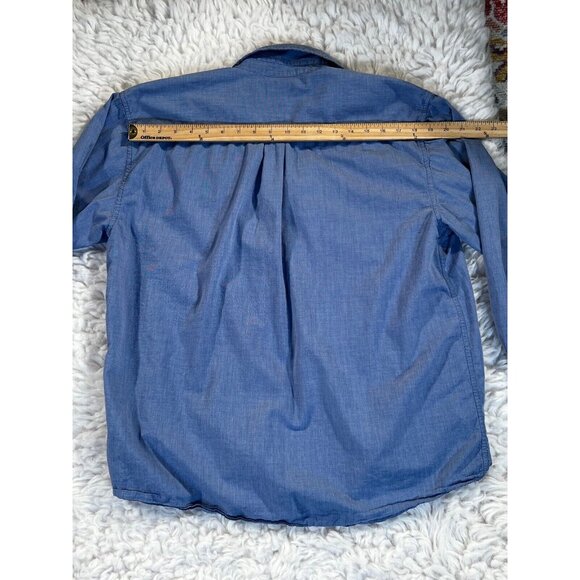 Steve & Barry Mens Casual Shirt Lg Blue Long Sleeve Pocket Solid 100% Cotton - Picture 5 of 10